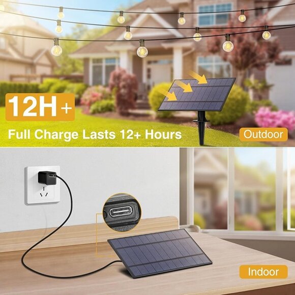 NEW Solar Outdoor String Lights 35FT G40 Globe Patio Lights Outdoor String - Picture 5 of 8